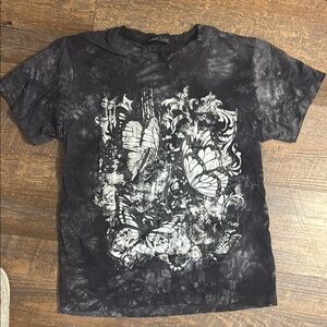 ROMWE Black and White Butterfly Tee